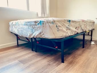 Foldable Metal Platform Bed Frame 14 Inches High, Sturdy Steel Frame 1