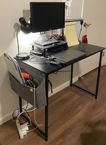 Computer Desk 40 inch Home Office Writing Study Desk plus Dell Monitor 1