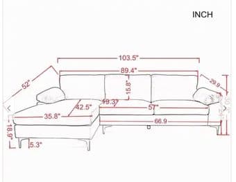 Like New Blue Velvet L-Shaped Sofa 4