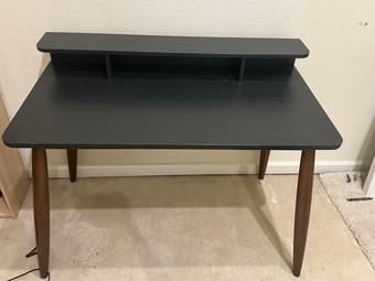 Mid-century modern dark gray and wooden desk 2