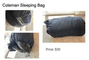 Car camping gear (sleeping bags, butane canister) 3