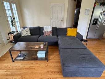 Beautiful Blue Sectional Couch with Ottoman 3