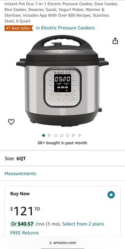 Selling Brand New Instapot (6 Quart, $132 original) 1