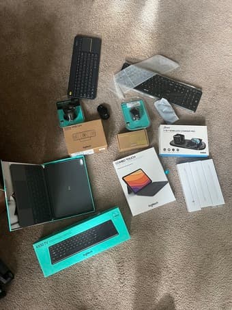 Wireless: keyboards/mice/mouse, iPad case, apple pencils, charging pad 1