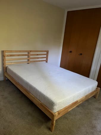 Queen Wood IKEA TARVA Bed & Mattress 1