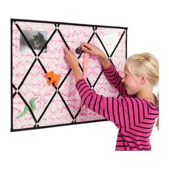 NEW Fabric Memo Board Pink & Black Ribbon 1