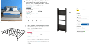 Queen size mattress and bed frame, free bookcase 1