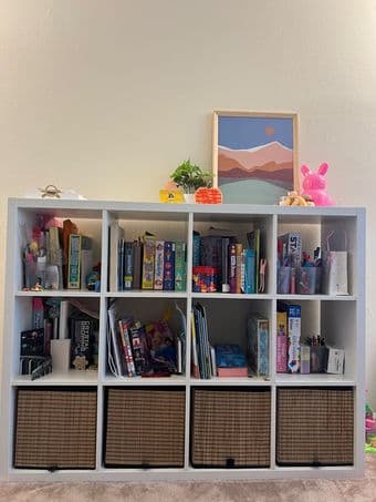 IKEA Kallax shelf unit with storage boxes 1