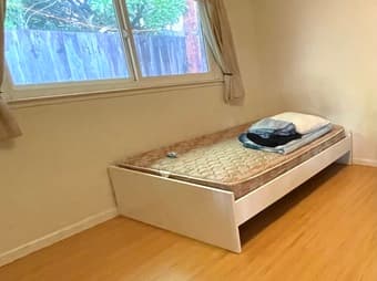 Queen size bed, mattress and bed side table (Free grab from PaloAlto) 1