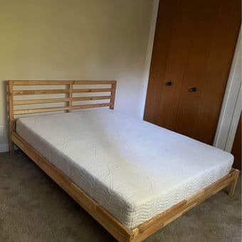 QUEEN IKEA WOODEN BED & MATTRESS -- MUST GO FRIDAY 31!!! 1