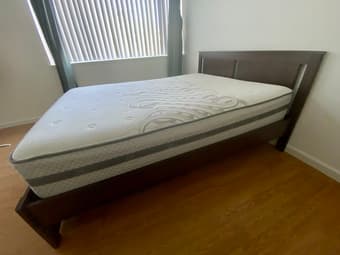 Moving sale - Wooden queen bed frame and mattress great condition 2