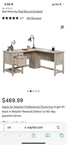 Corner Shaped L Desk from Wayfair 2