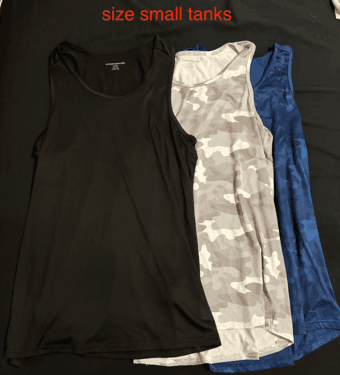 70% off! s/xs men's athletic tanks: $4 each, 3 for $10, 6 for $18 1