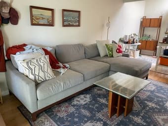 Grey Sectional Couch 118” by 80” Jonathan Louis Crestmont 1