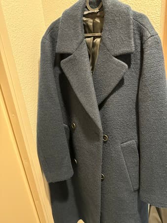 Zara long double-breasted wool coat (L-XL) - dark blue 1