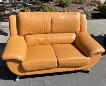 Cute Beige Leather Couch/Love Seat/Sofa 1