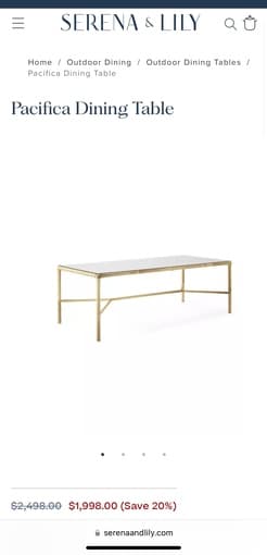 Serena & Lily Pacifica Dining Table (originally $2500) 1