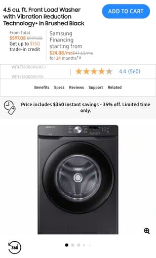 Samsung 4.5 cu.ft. washer 3