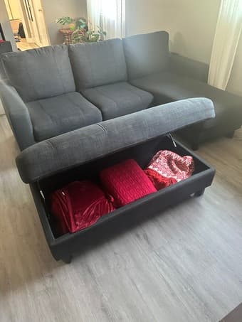 Wayfair grey sectional couch with ottoman 3