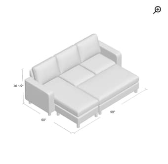 Wayfair grey sectional couch with ottoman 4