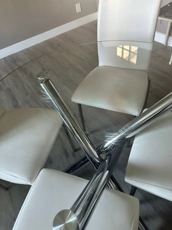 Modern glass round dining table set 2