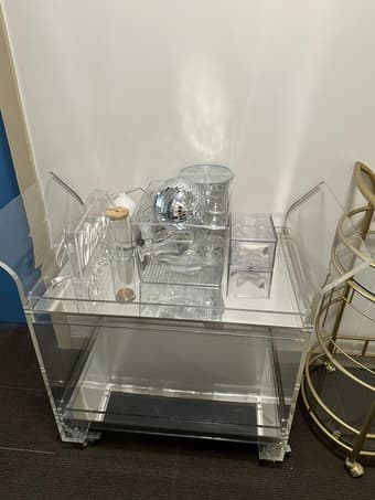 clear/lucite NICE bar cart 1