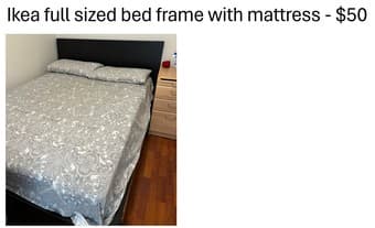 IKEA Full sized bedframe with mattress 1
