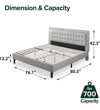 Gray King Size Upholstered Bed Frame 2
