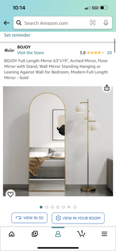 Gold full length mirror + gold floor lamp 1