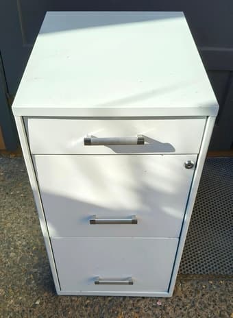 White Metal Filing Cabinet 1