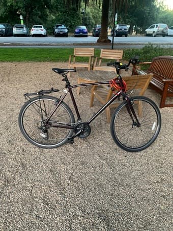 For sale: 32” monitor, Giant bike, and air mattress. 2