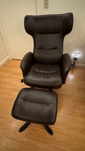 Faux Leather Recliner with Ottoman 1