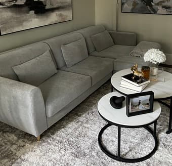 Gray Modular Sofa with Chaise and Cushions 1