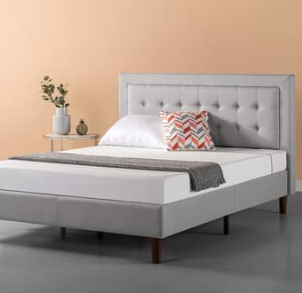 Gray King Size Upholstered Bed Frame 1