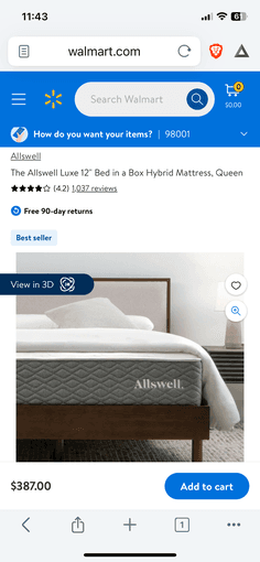 Allswell Luxe queen mattress with bed frame perfect condition 2