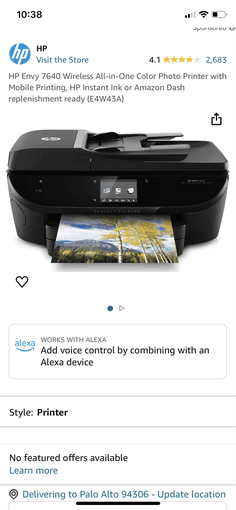 HP Envy 7640 printer and scanner; like new 1