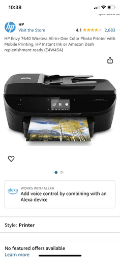 HP Envy 7640 printer and scanner; like new 2