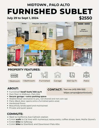 Fully-Furnished 1B/1B House - 5 min bike from campus+next to Caltrain 1