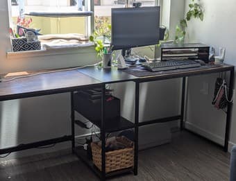 Wayfair convertible L shaped corner/long office table 2