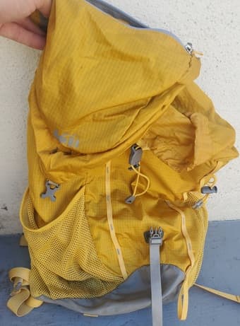 REI yellow hiking bag 1