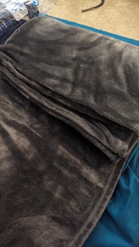 2 queen comforters/blanket - plush grey microfiber & reversible blue 2