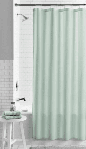Sage Green Shower Curtain, Plastic Lining, and S hooks 1