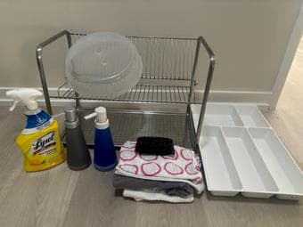 Kitchen essentials combo: dish drying rack, detergent, towls etc. 1
