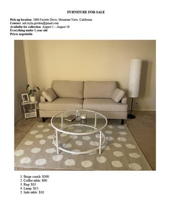 Furniture For Sale! 1
