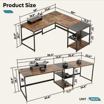 Corner reversible L shape desk table: excellent condition 4