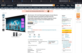 125-inch projector screen, $200 1