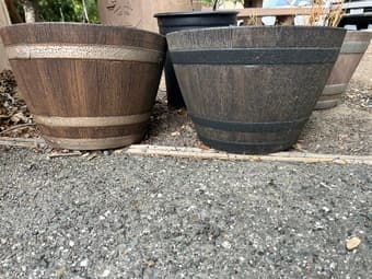 Barrel plant pots large with free potting soil and seeds 1