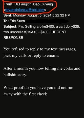 WARNING⚠️This Guy is a Scammer: Dr.Fangxin Xiao Ouyang<dryanxinfanxia@ 1
