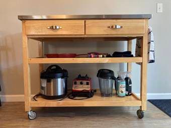 Utility Kitchen Cart / Island with Stainless Steel Top 1