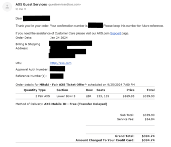 Selling two Mitski Tickets Close to the Front @ Frost for Sept 25th!!! 3